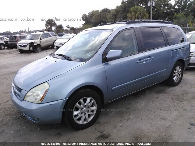 KNDMB233886267148 - 2008 KIA SEDONA EX/LX BLUE photo 2