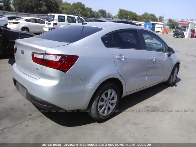 KNADM4A3XE6356169 - 2014 KIA RIO LX SILVER photo 4