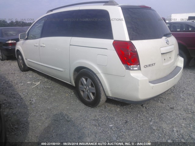 5N1BV28U76N109494 - 2006 NISSAN QUEST S/SE/SL WHITE photo 3