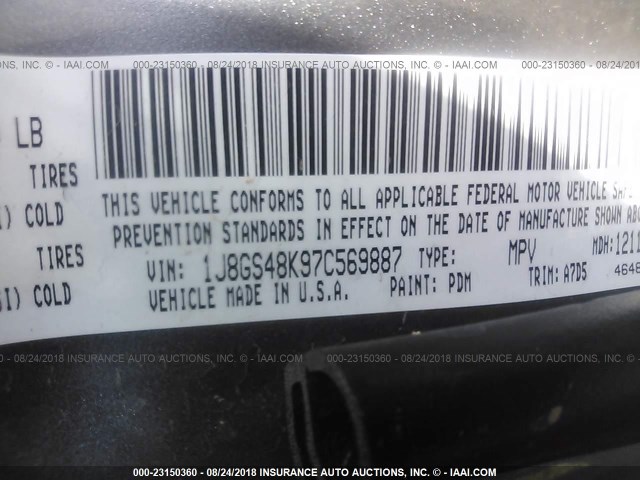 1J8GS48K97C569887 - 2007 JEEP GRAND CHEROKEE LAREDO/COLUMBIA/FREEDOM 灰色 照片 9