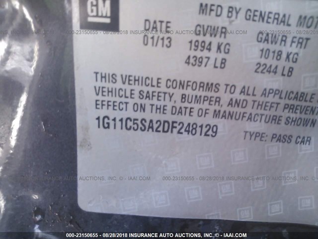 1G11C5SA2DF248129 - 2013 CHEVROLET MALIBU 1LT 灰色 照片 9