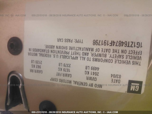 1G1ZT64874F191798 - 2004 CHEVROLET MALIBU MAXX LS GOLD photo 9