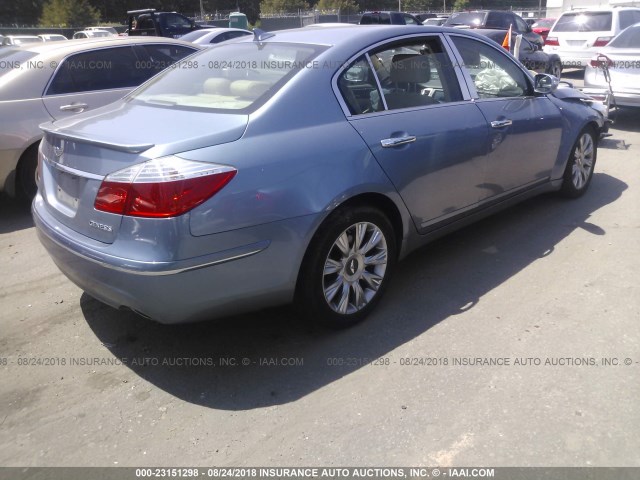 KMHGC4DE3BU113645 - 2011 HYUNDAI GENESIS 3.8L BLUE photo 4