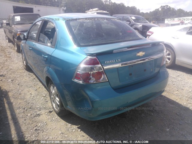 KL1TD56678B211276 - 2008 CHEVROLET AVEO LS BLUE photo 3