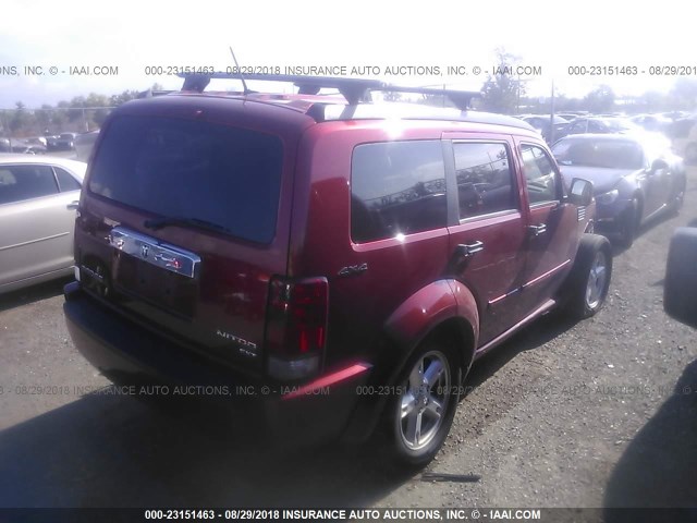 1D4PU5GK0AW126545 - 2010 DODGE NITRO SXT RED photo 4