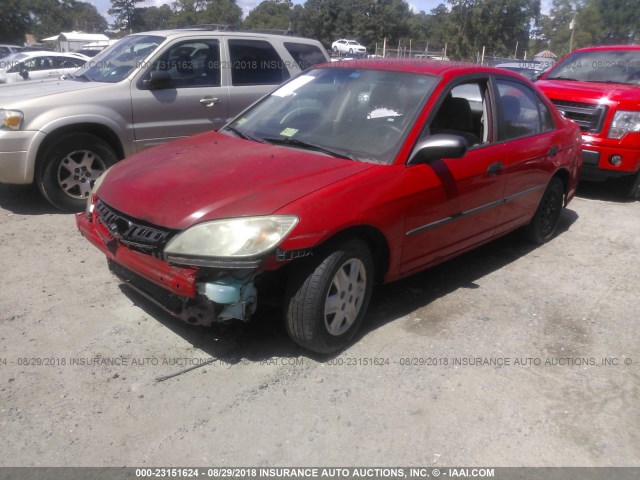 1HGES16385L008667 - 2005 HONDA CIVIC DX VP წითელი ფოტო 2