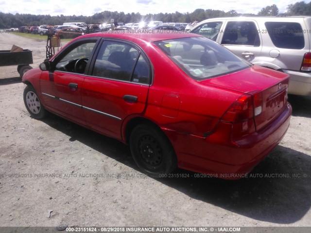 1HGES16385L008667 - 2005 HONDA CIVIC DX VP RED photo 3