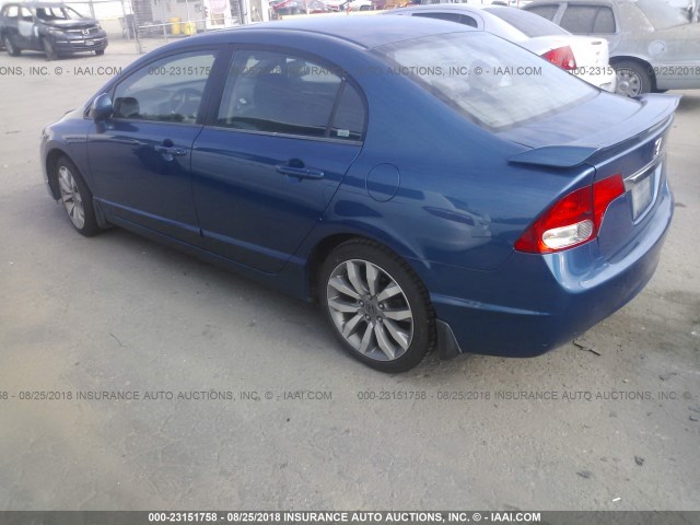 2HGFA55519H700600 - 2009 HONDA CIVIC SI BLUE photo 3