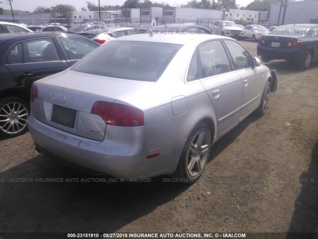 WAUDF78EX7A056117 - 2007 AUDI A4 2.0T QUATTRO SILVER photo 4