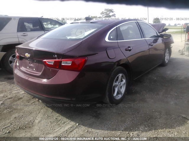 1G1ZB5ST3GF326221 - 2016 CHEVROLET MALIBU LS 勃艮第红 照片 4