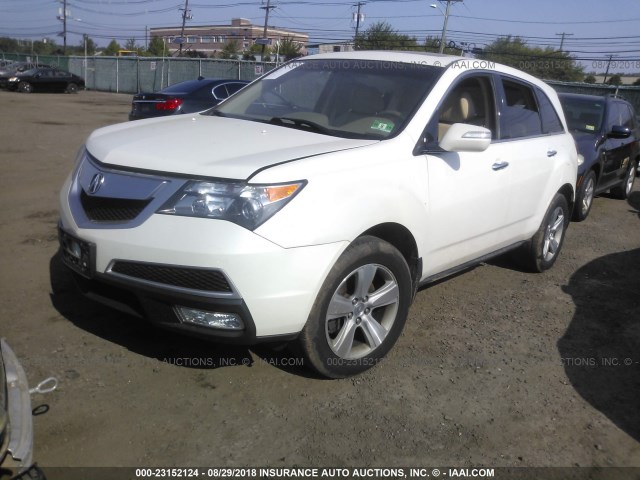 2HNYD2H63AH519739 - 2010 ACURA MDX TECHNOLOGY WHITE photo 2