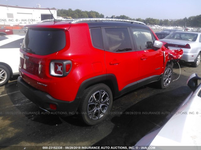 ZACCJBDB5HPE59032 - 2017 JEEP RENEGADE LIMITED RED photo 4