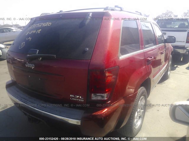 1J4HR58245C528877 - 2005 JEEP GRAND CHEROKEE LIMITED RED photo 4