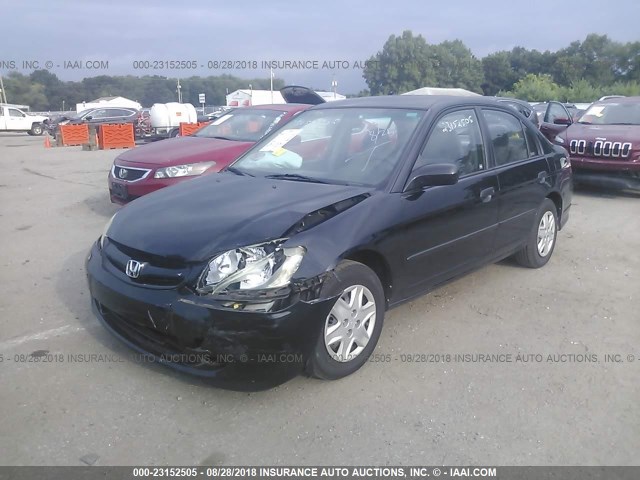 1HGES16395L011254 - 2005 HONDA CIVIC DX VP BLACK photo 2