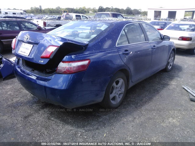 4T1BE46K38U229752 - 2008 TOYOTA CAMRY CE/LE/XLE/SE BLUE photo 4