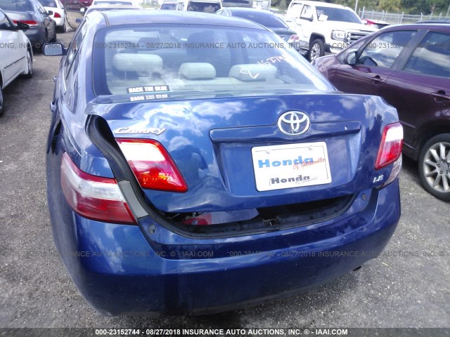 4T1BE46K38U229752 - 2008 TOYOTA CAMRY CE/LE/XLE/SE BLUE photo 6