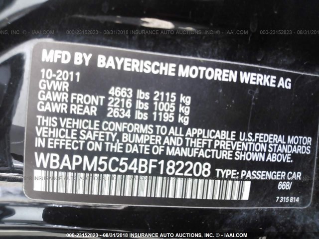 WBAPM5C54BF182208 - 2011 BMW 335 I BLACK photo 9