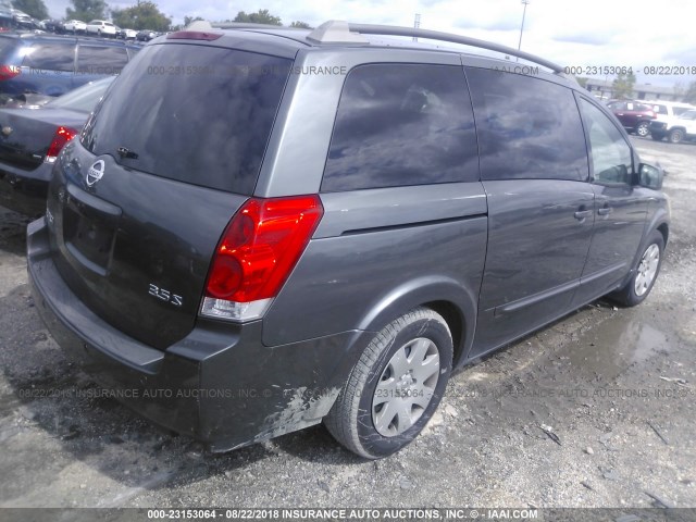 5N1BV28U85N102536 - 2005 NISSAN QUEST S/SE/SL GRAY photo 4