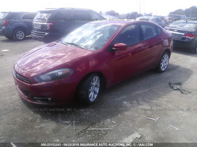 1C3CDFBA7DD290492 - 2013 DODGE DART SXT RED photo 2