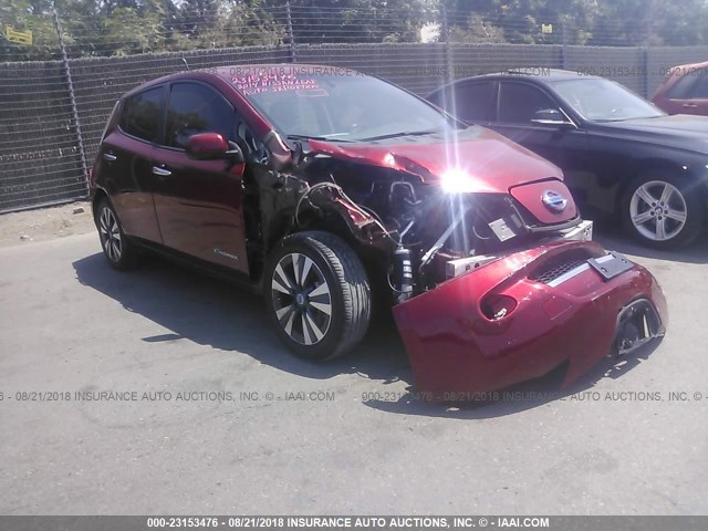 1N4AZ0CP1EC335184 - 2014 NISSAN LEAF S/SV/SL RED photo 1