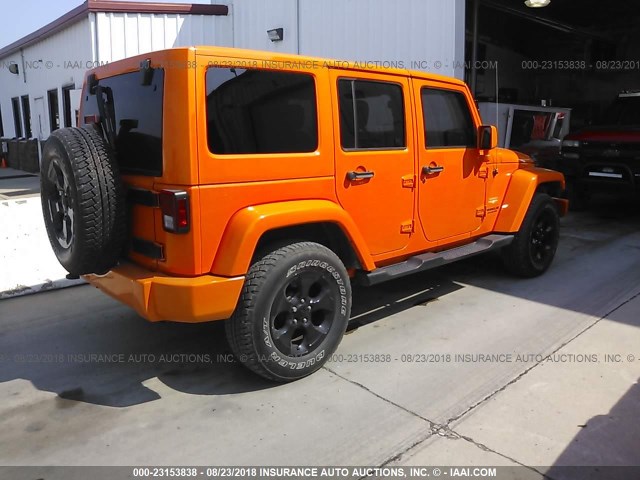 1C4BJWEG1DL517942 - 2013 JEEP WRANGLER UNLIMITE SAHARA ORANGE photo 4