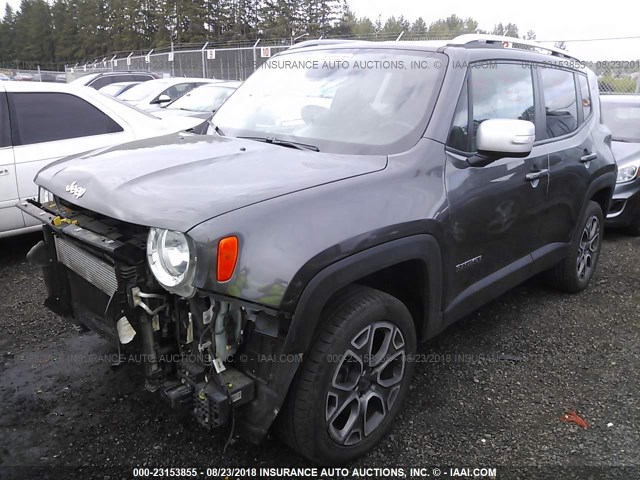 ZACCJBDT8GPD67744 - 2016 JEEP RENEGADE LIMITED GRAY photo 2