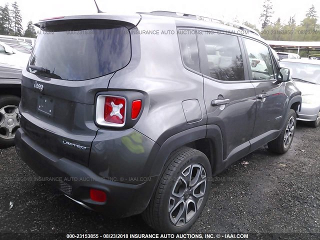 ZACCJBDT8GPD67744 - 2016 JEEP RENEGADE LIMITED GRAY photo 4