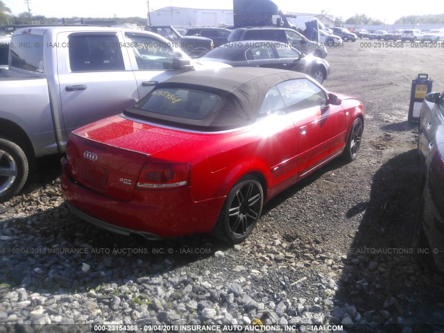 WAUDF48H19K010830 - 2009 AUDI A4 2.0T CABRIOLET QUATTRO RED photo 4