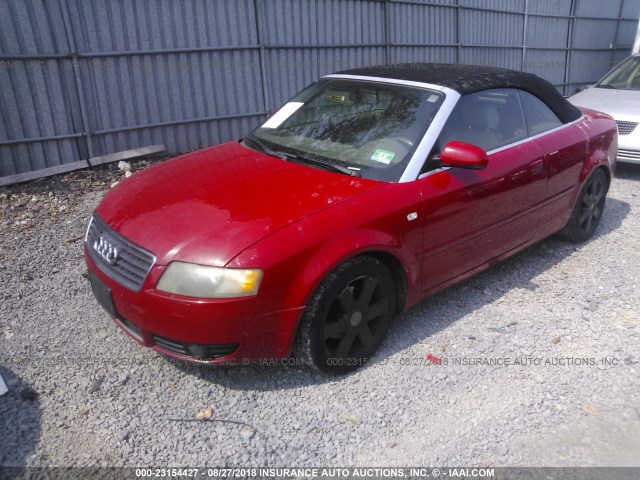 WAUAC48H64K022444 - 2004 AUDI A4 1.8 CABRIOLET RED photo 2