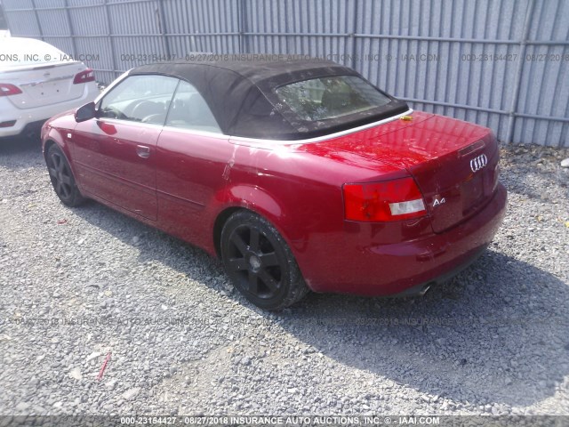 WAUAC48H64K022444 - 2004 AUDI A4 1.8 CABRIOLET RED photo 3