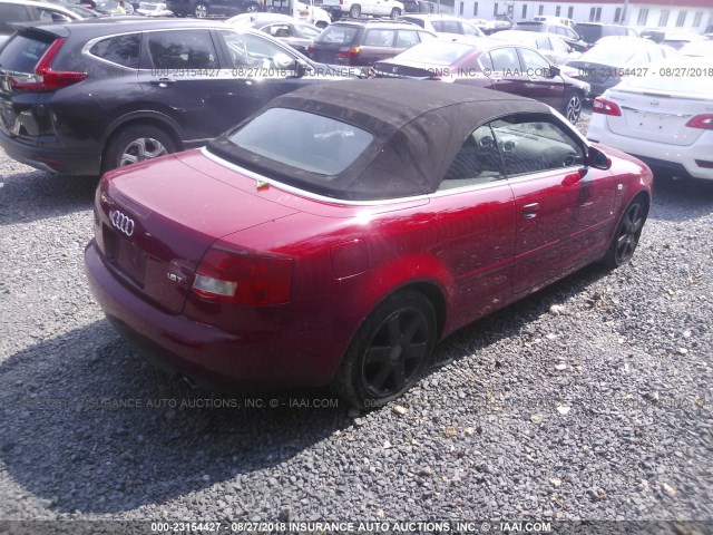 WAUAC48H64K022444 - 2004 AUDI A4 1.8 CABRIOLET RED photo 4