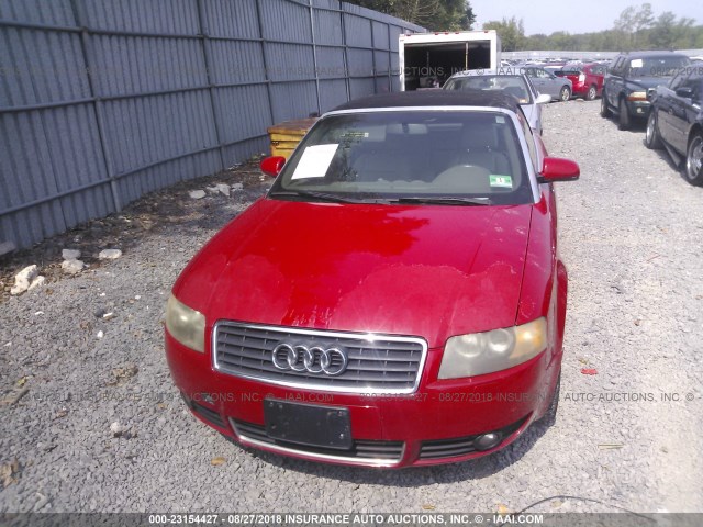 WAUAC48H64K022444 - 2004 AUDI A4 1.8 CABRIOLET RED photo 6