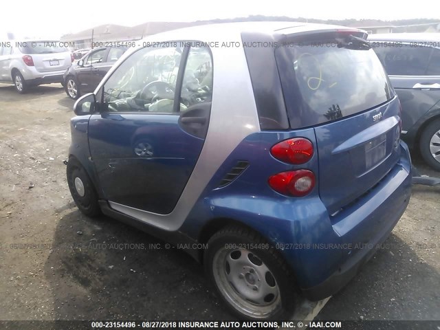 WMEEJ31X29K316132 - 2009 SMART FORTWO PURE/PASSION BLUE photo 3