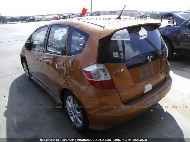 JHMGE88499S013030 - 2009 HONDA FIT SPORT ORANGE photo 3