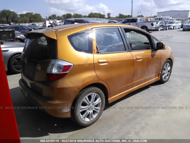 JHMGE88499S013030 - 2009 HONDA FIT SPORT ORANGE photo 4