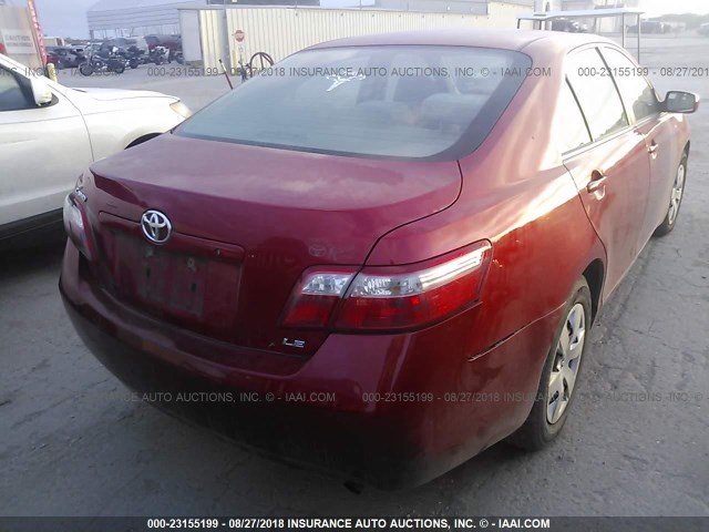 JTNBE46K373079985 - 2007 TOYOTA CAMRY NEW GENERAT CE/LE/XLE/SE RED photo 4