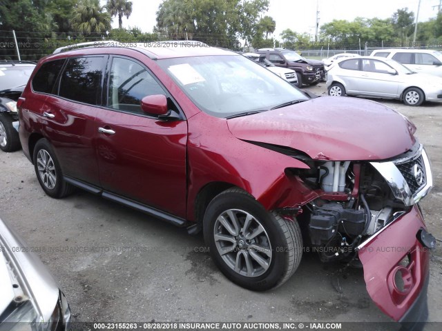 5N1AR2MM6FC671226 - 2015 NISSAN PATHFINDER S/SV/SL/PLATINUM RED photo 1