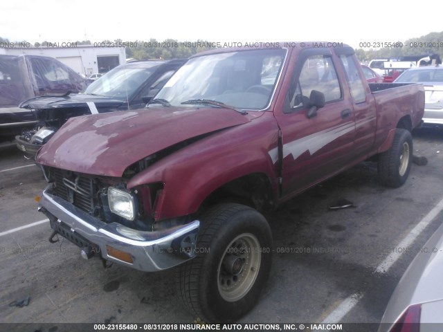 JT4RN13P8N6045540 - 1992 TOYOTA PICKUP 1/2 TON EXTRA LONG WHEELBASE DLX BURGUNDY photo 2