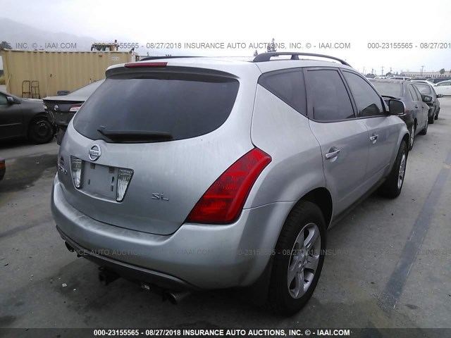 JN8AZ08T53W103980 - 2003 NISSAN MURANO SL/SE SILVER photo 4