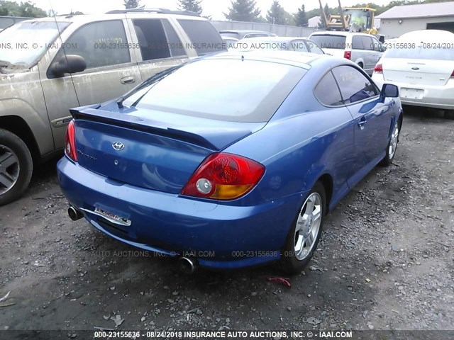 KMHHM65D44U139760 - 2004 HYUNDAI TIBURON BLUE photo 4