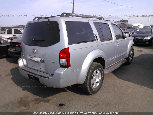 5N1AR18W26C652081 - 2006 NISSAN PATHFINDER LE/SE/XE SILVER photo 4