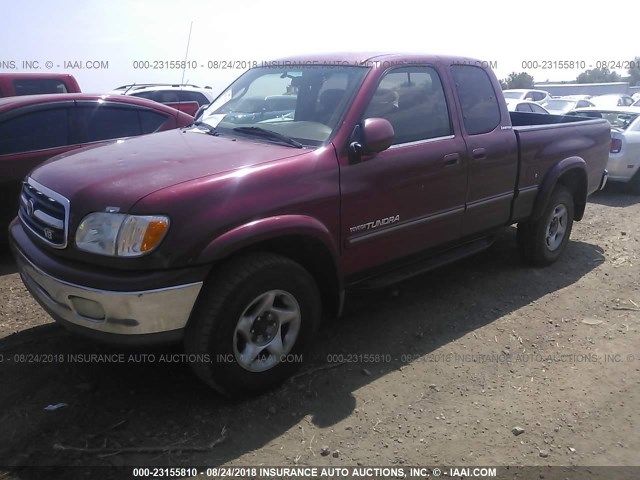 5TBBT4810YS083435 - 2000 TOYOTA TUNDRA ACCESS CAB LIMITED RED photo 2