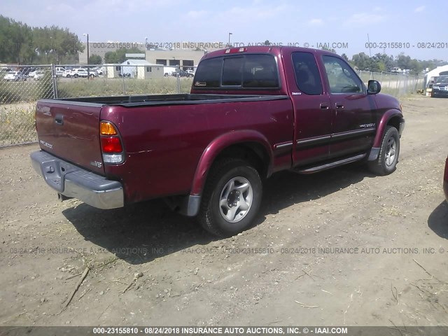 5TBBT4810YS083435 - 2000 TOYOTA TUNDRA ACCESS CAB LIMITED RED photo 4