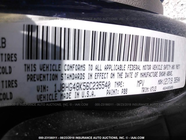 1J8HG48K56C235540 - 2006 JEEP COMMANDER BLUE photo 9