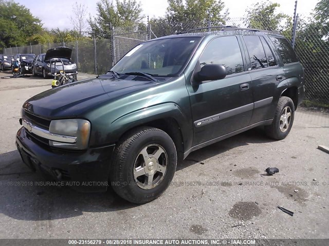 1GNDT13S842360601 - 2004 CHEVROLET TRAILBLAZER LS/LT GREEN photo 2