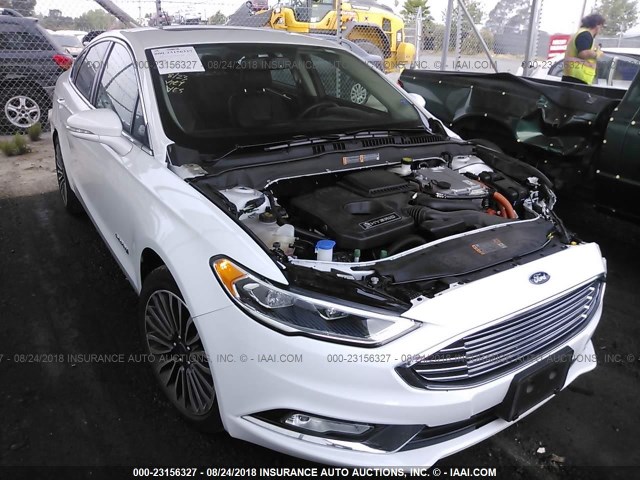 3FA6P0RU8HR187940 - 2017 FORD FUSION TITANIUM HEV WHITE photo 1