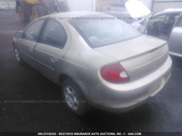 1B3ES46C22D634027 - 2002 DODGE NEON SE GOLD photo 3