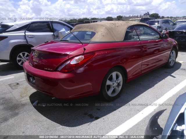 4T1FA38P55U046915 - 2005 TOYOTA CAMRY SOLARA SE/SLE RED photo 4