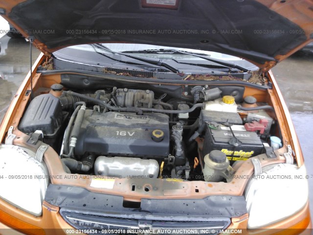 KL1TD66647B762933 - 2007 CHEVROLET AVEO LS ORANGE photo 10