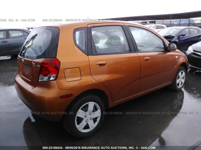 KL1TD66647B762933 - 2007 CHEVROLET AVEO LS ORANGE photo 4